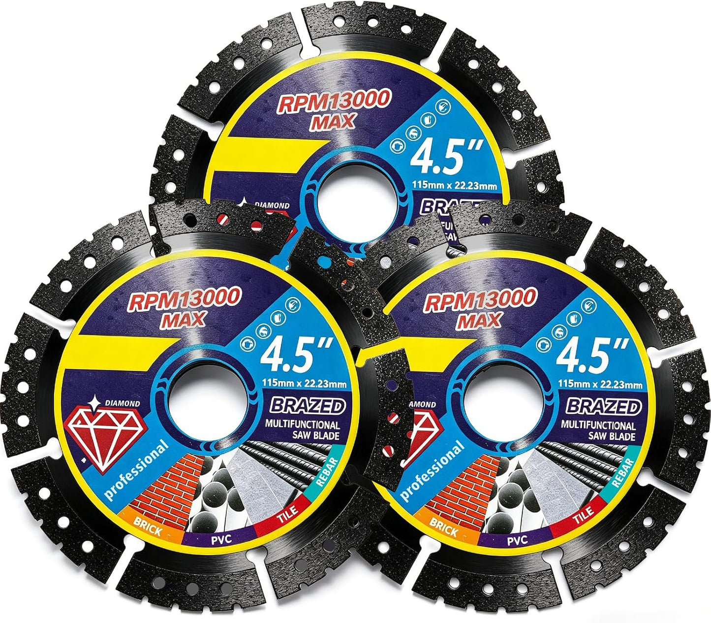 Set hojas sierra diamante 4.5pulg comp amoladora