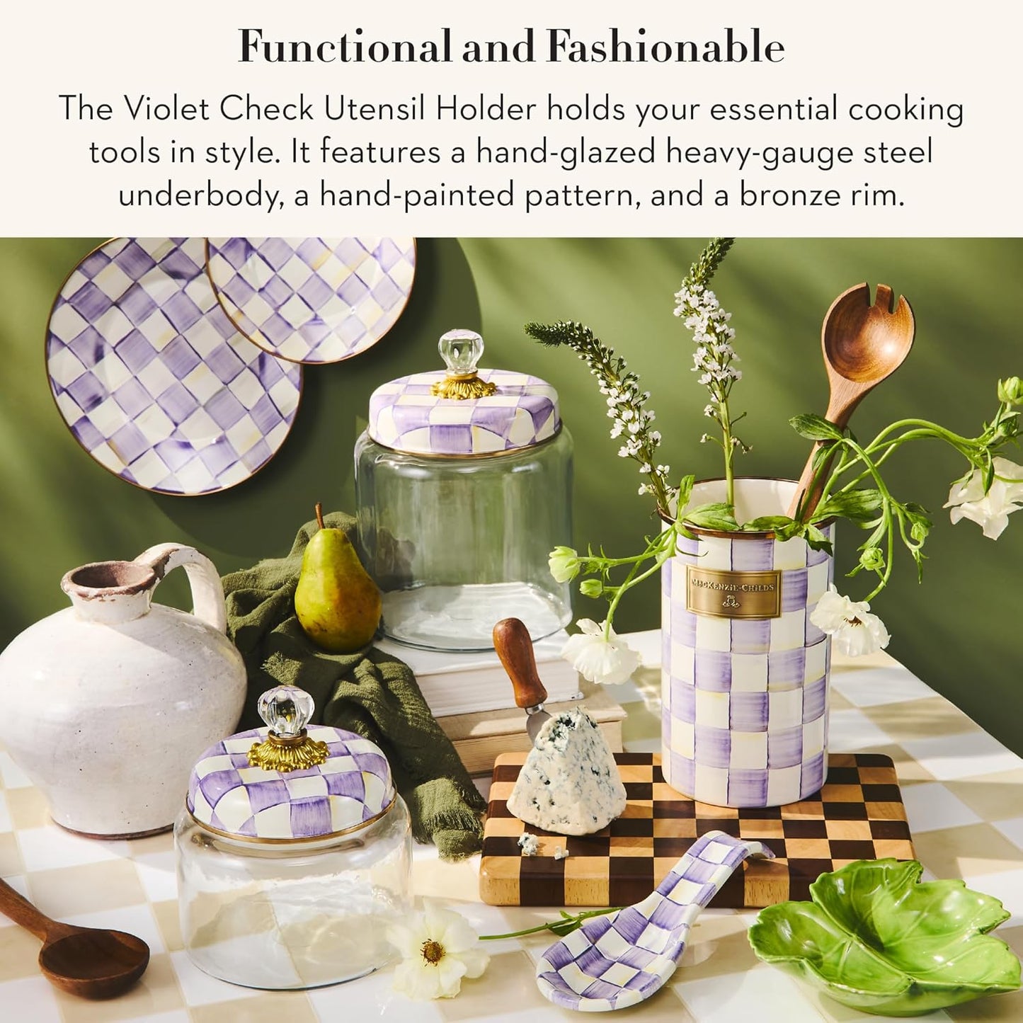 Soporte esmaltado encimera cocina cuadros violeta