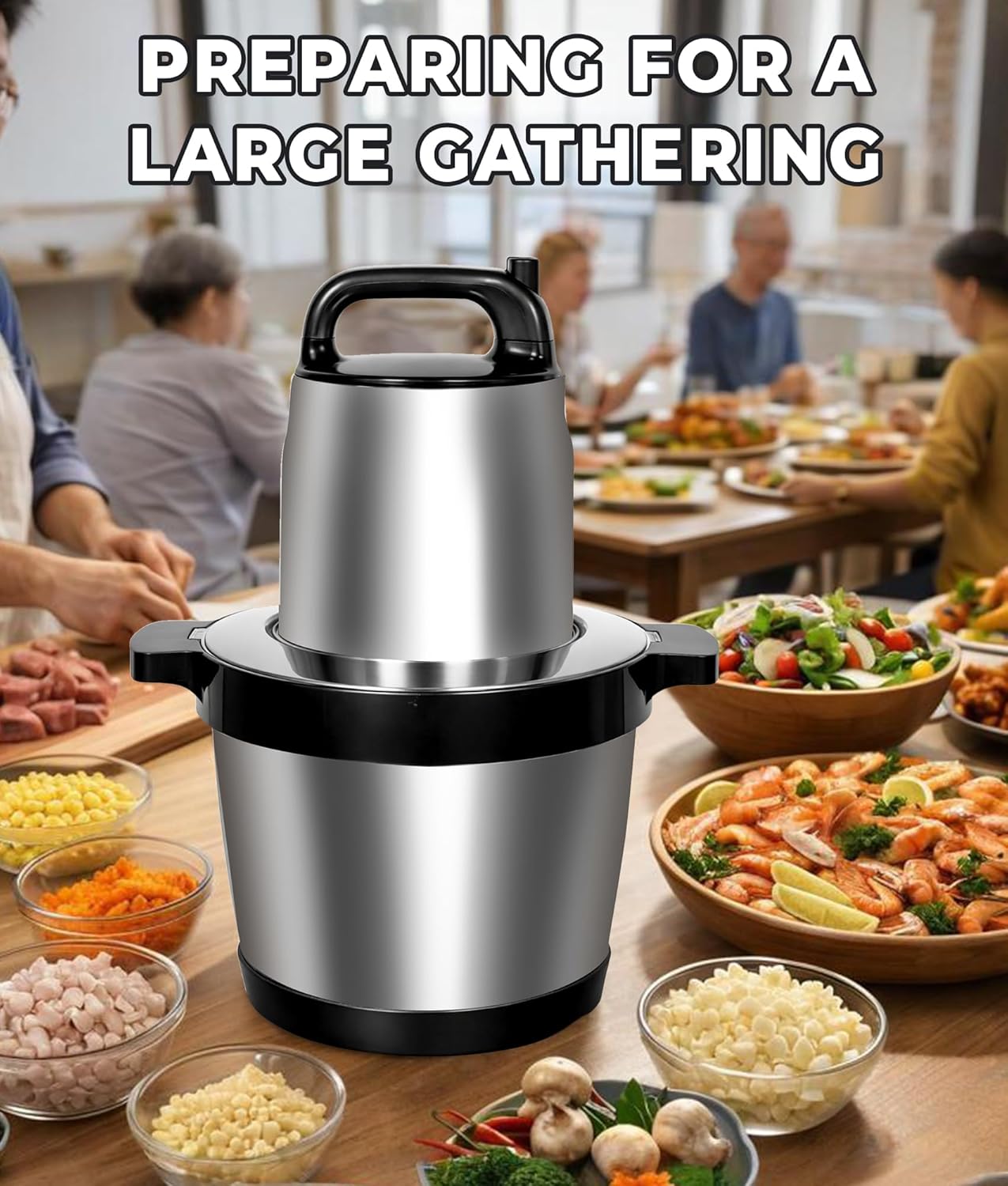 Picadora carne 8L 1200W con 4 cuchillas y 2 velocidades