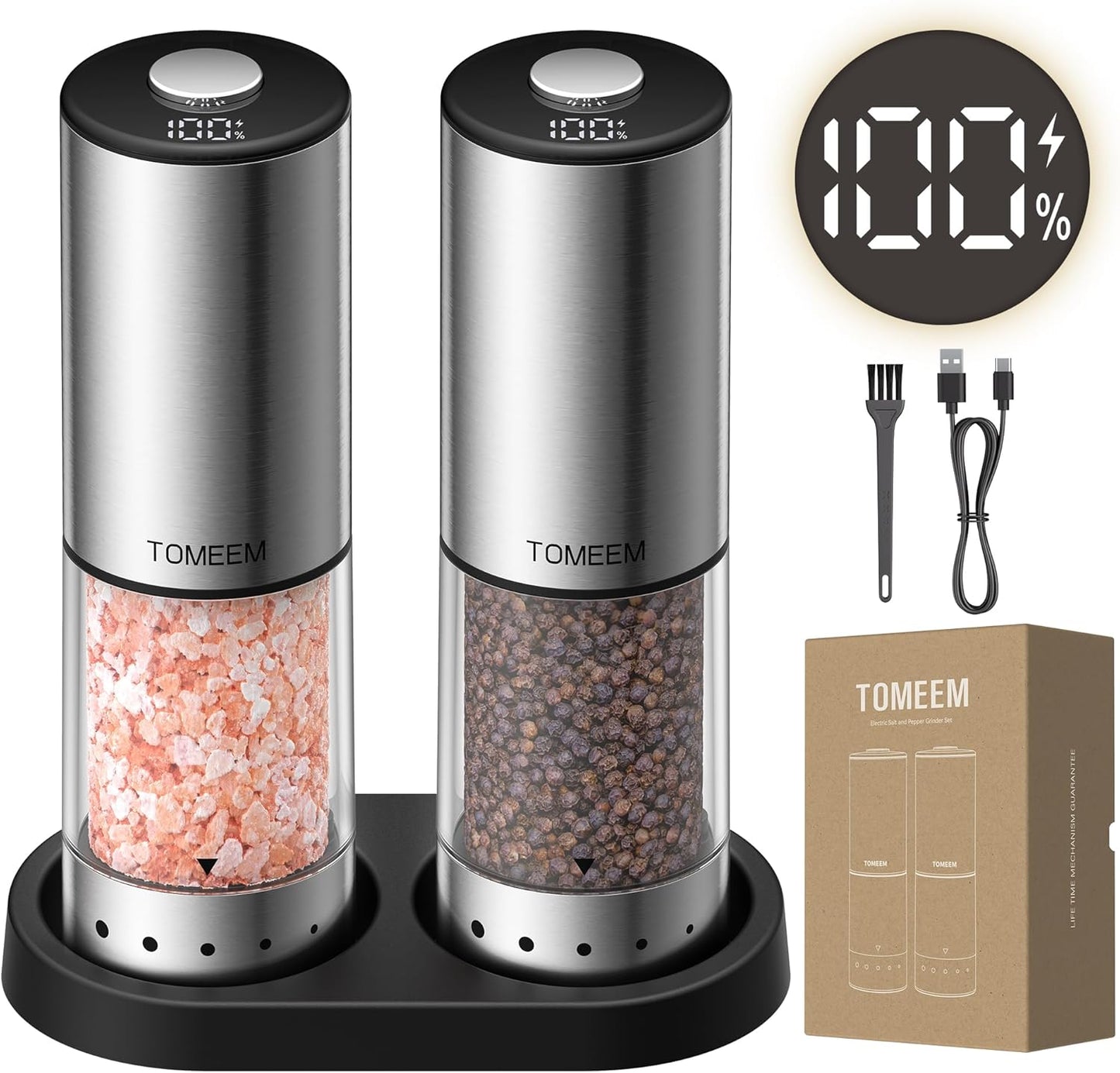 Set Molinillo Sal y Pimienta Recargable Acero Inox 115ml