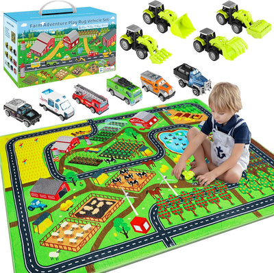 Alfombra tráfico 39x59pulg 10 Vehículos para Niños