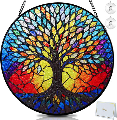 Árbol vida vidrieras 8pulg cadena metal ganchos decoración hogar