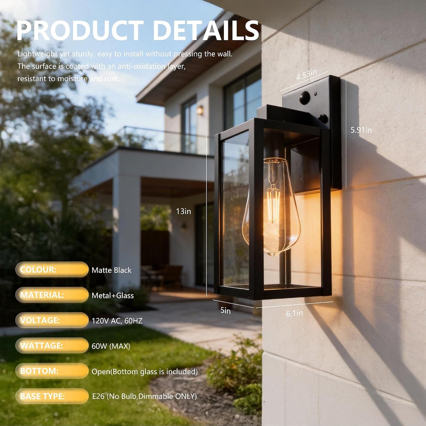 Sensor luz amanecer anochecer lámpara exterior impermeable