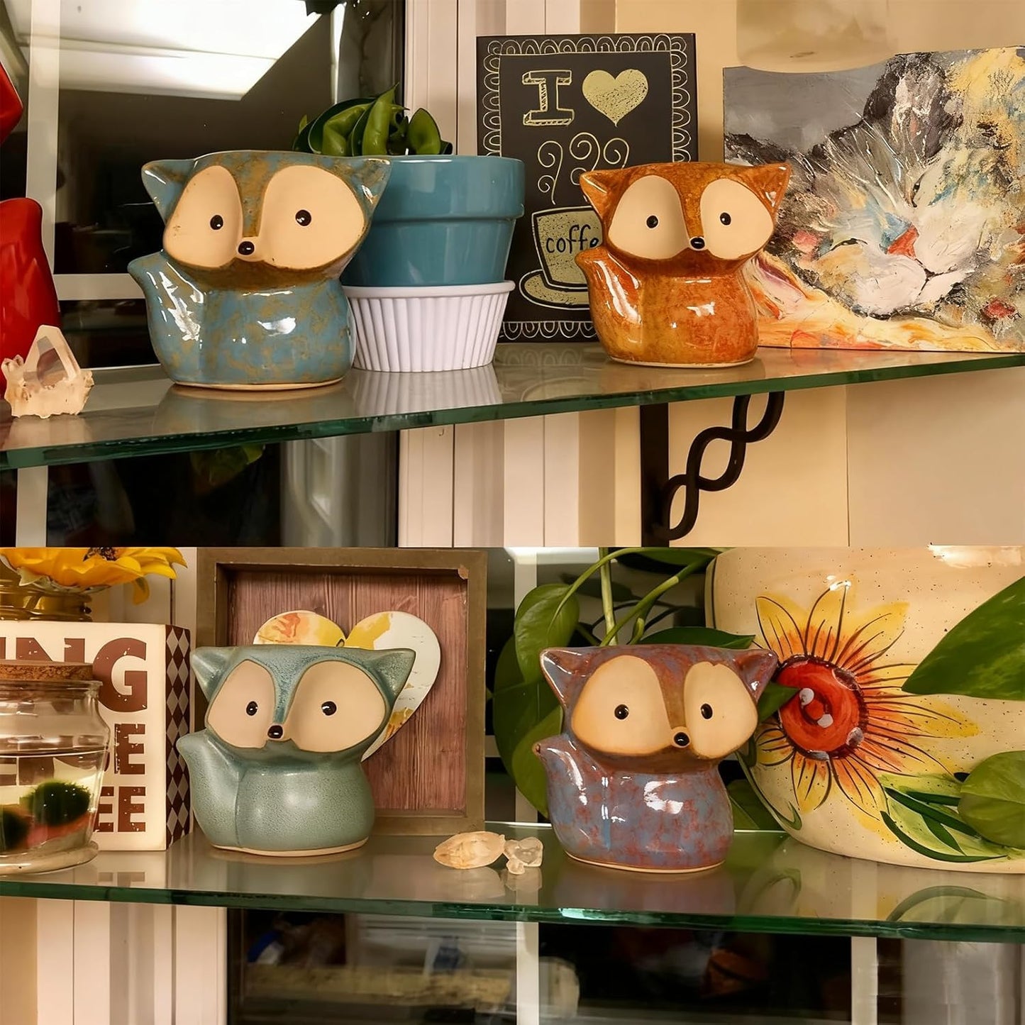 4 Pzas Macetas Cerámica Suculentas Decoración Oficina