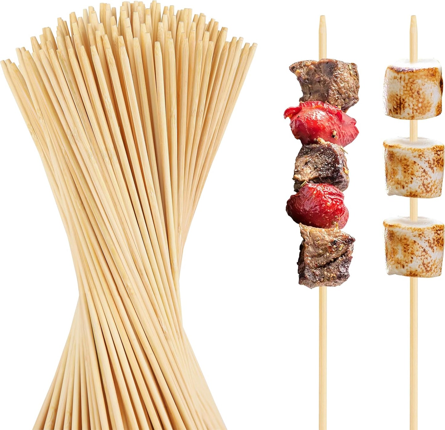 Palitos bambú 17.5pulg 40 pinchos asar malvaviscos resistentes