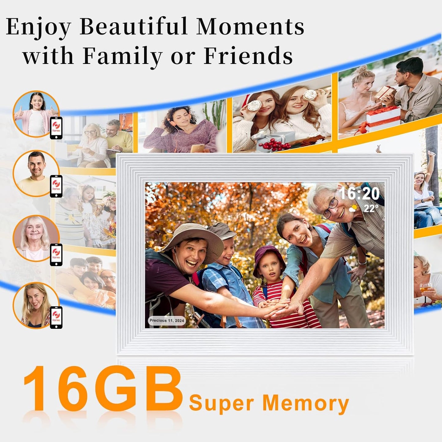 Marco fotos digital 10.1pulg WiFi 16GB pantalla IPS tactil