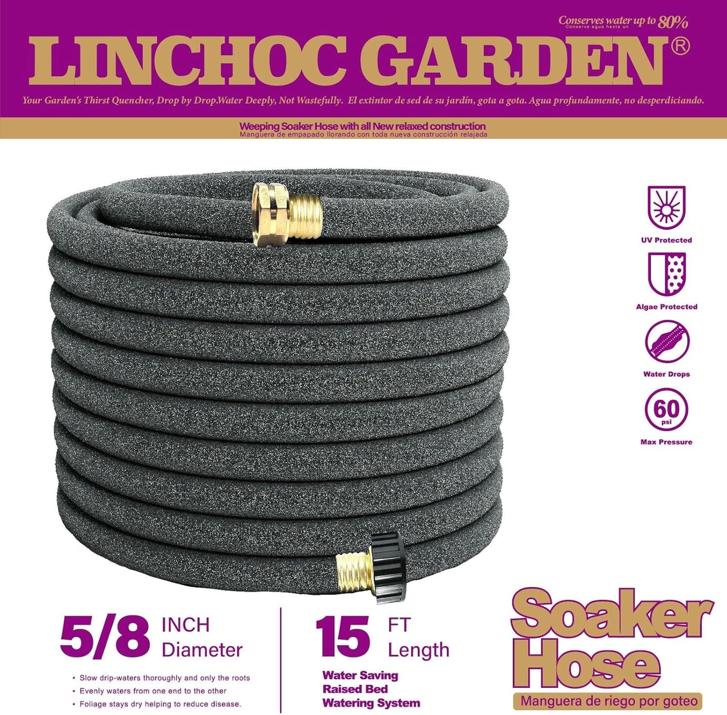 Manguera 5/8pulg 15ft flexible para camas elevadas contenedores