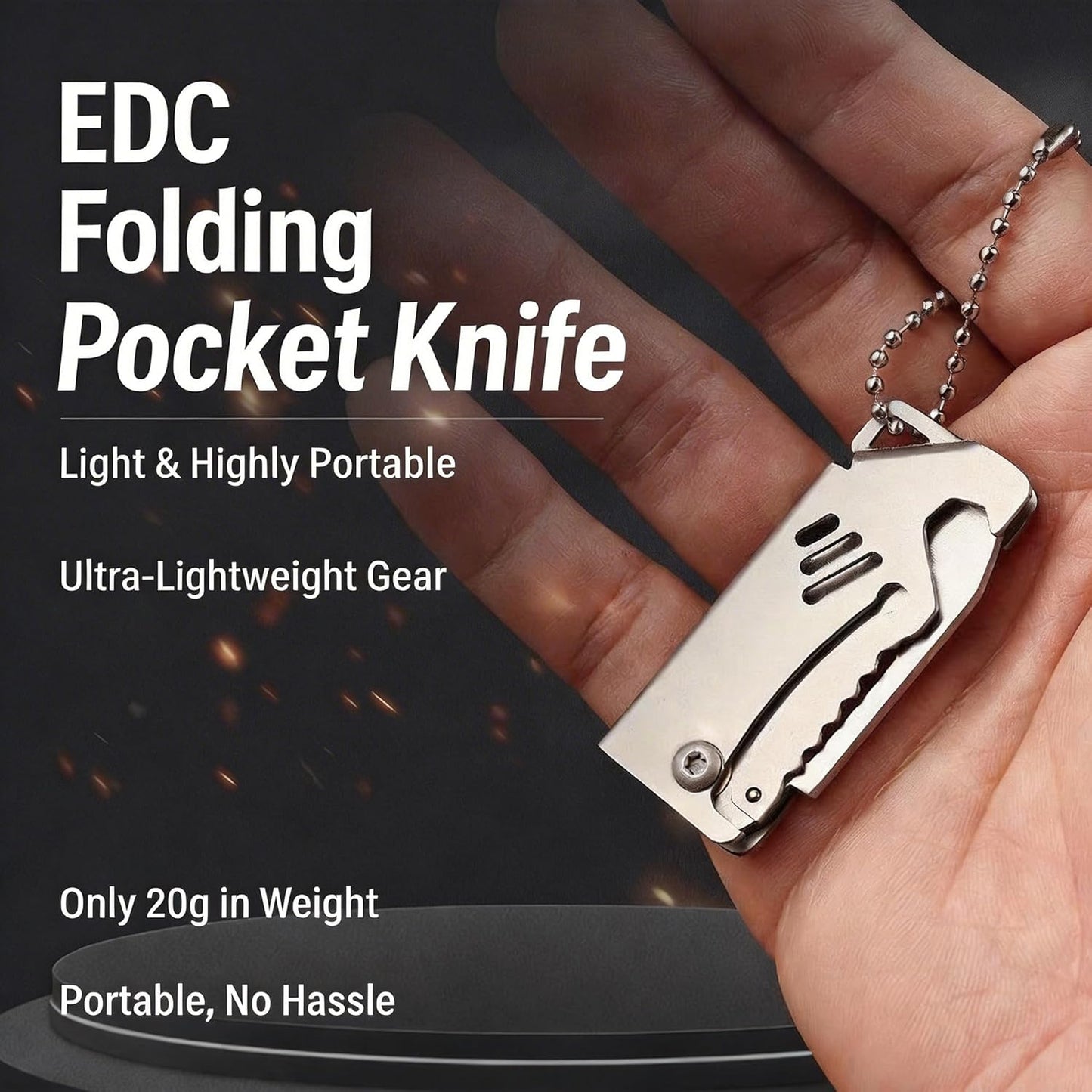 Cuchillo plegable EDC acero inox con abridor llavero