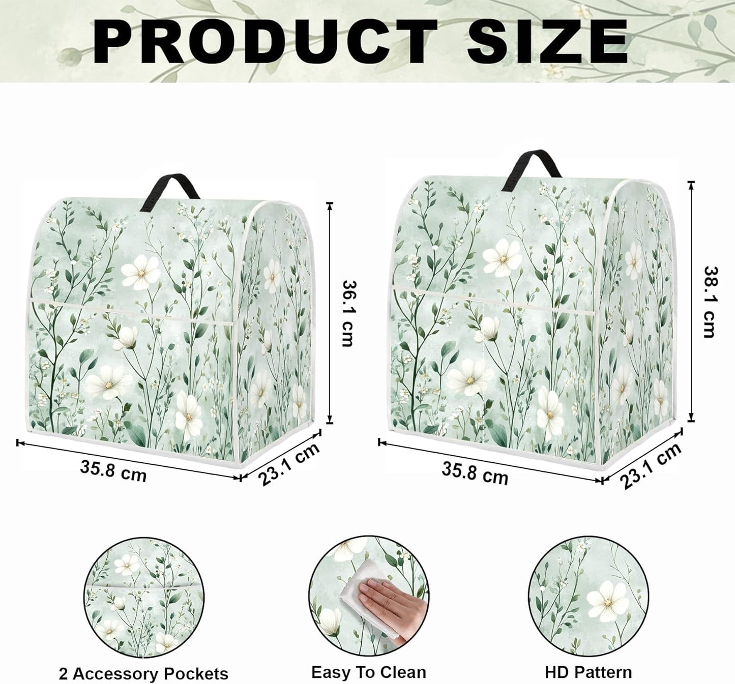 Funda batidora de pie con asa y bolsillo para accesorios