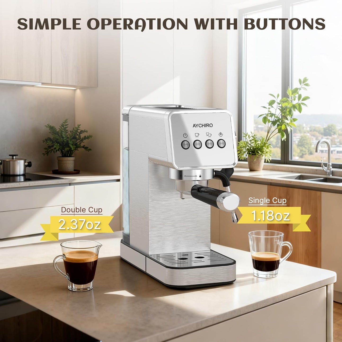 Cafetera Espresso 20 Bar Compacta Espumador Leche