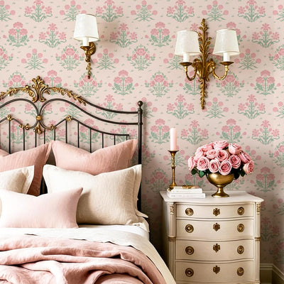 Papel tapiz floral rosa rubor autoadhesivo impermeable 17x79pulg