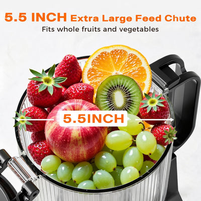 Exprimidor frío canal 5.5pulg para frutas y verduras gris
