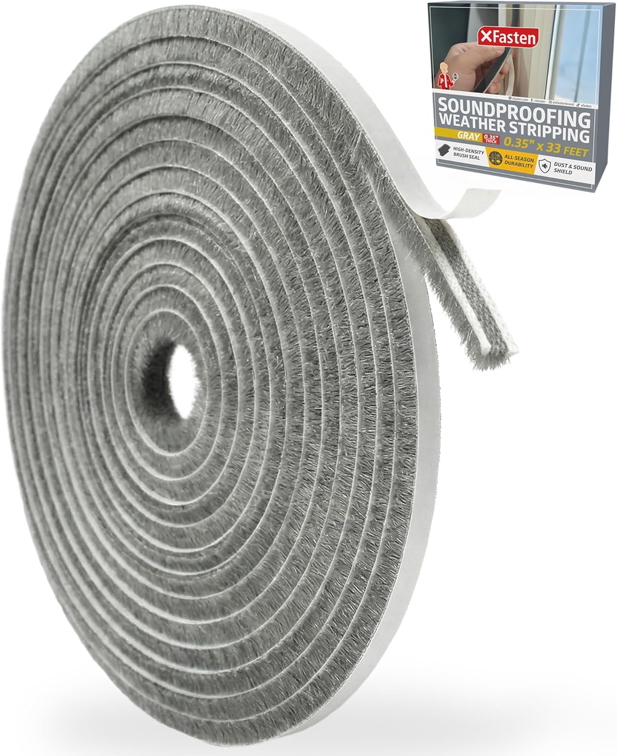 Burlete autoadhesivo para ventanas puerta 0.35pulg x33pies