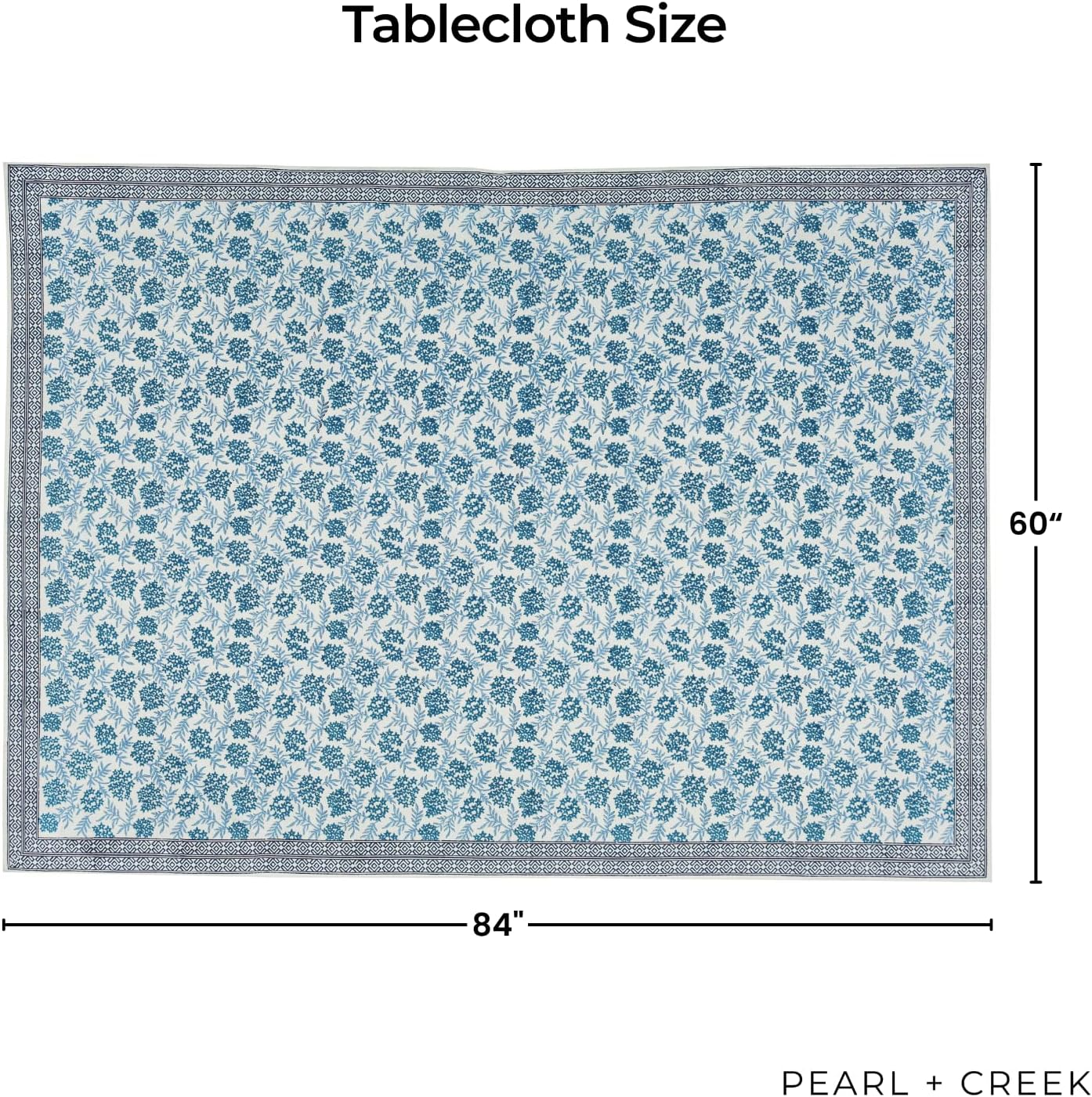Mantel Floral Azul Algodón 60x84pulg Mesa Comedor
