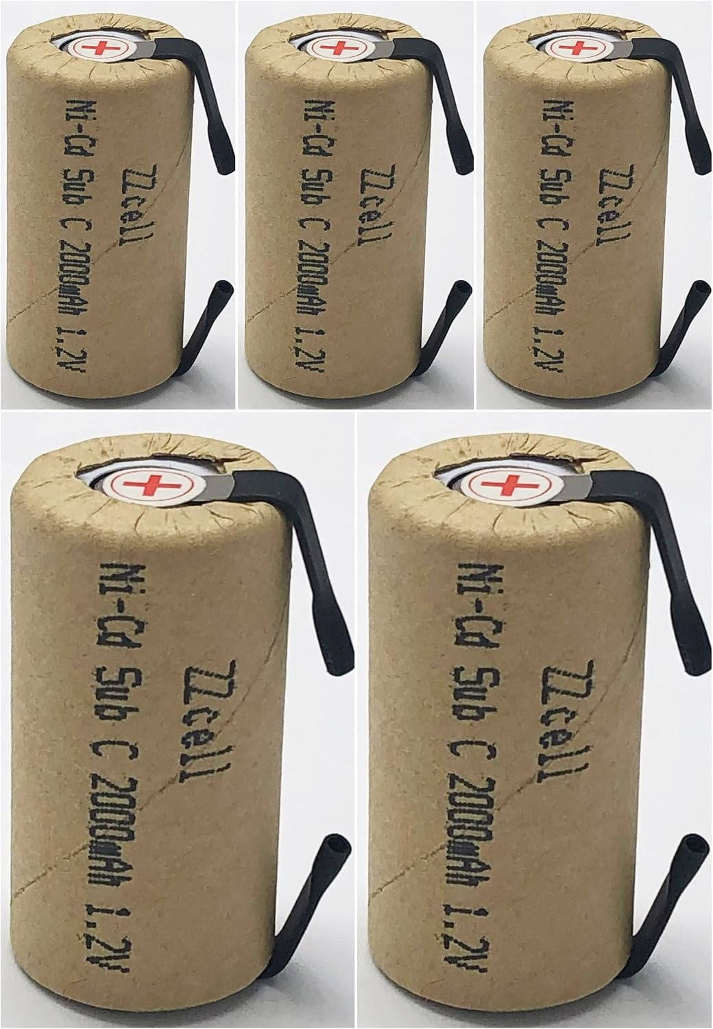5 Baterías Sub C Recargables Nicd 1.2V 2000mAh
