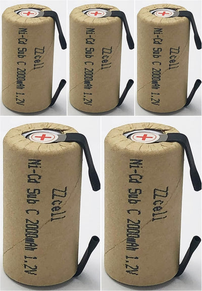 5 Baterías Sub C Recargables Nicd 1.2V 2000mAh