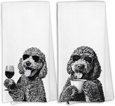 Toallas de cocina Goldendoodle para regalo de vino y decoración