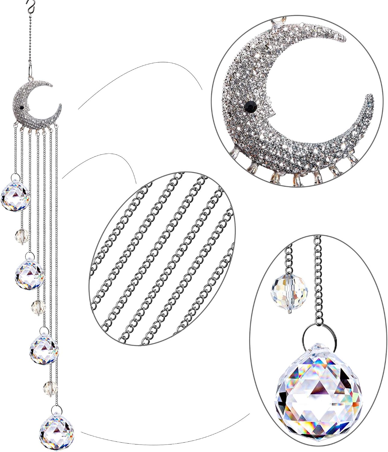 Adornos colgantes cristal transparente 20.5pulg arcoíris navidad
