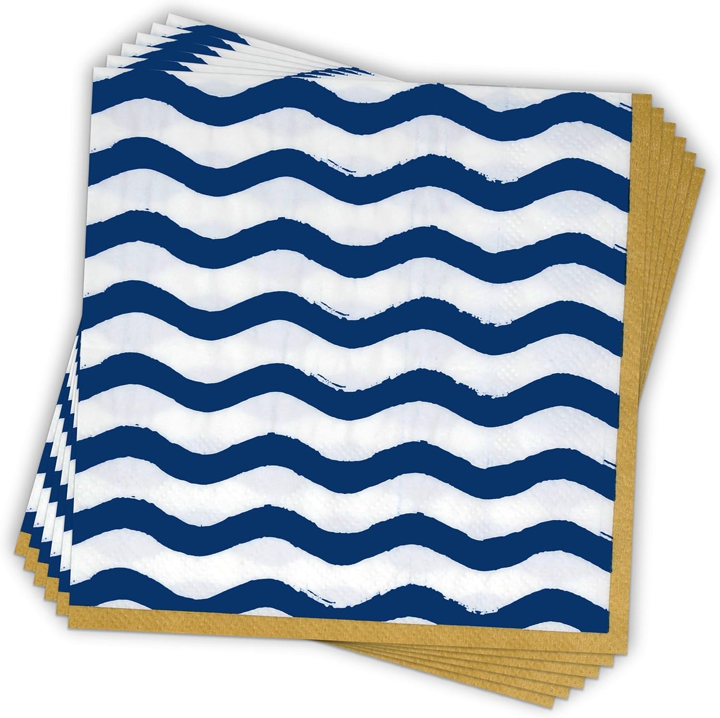 100 Pzas Servilletas Cóctel Estampado Azul y Blanco
