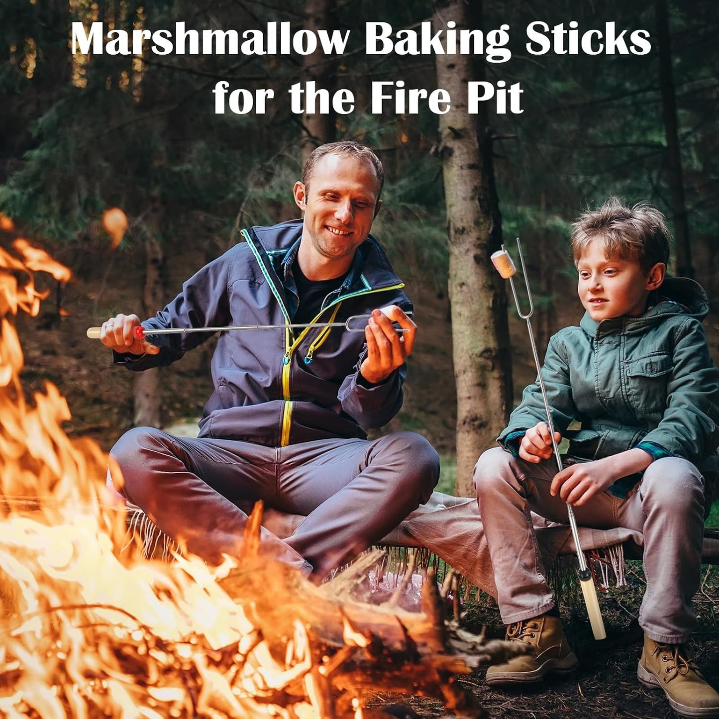40 Palitos Asado 32pulg Malvavisco Smores Campamento