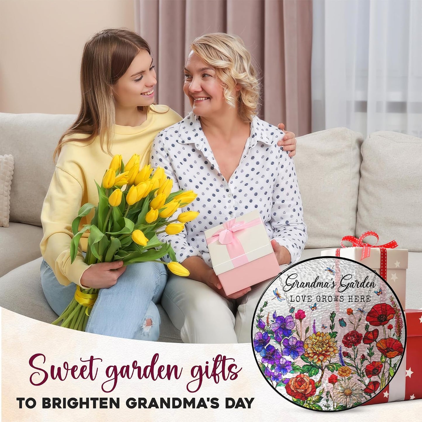 Regalo cumpleaños abuela vidrieras colgar jardín 8pulg