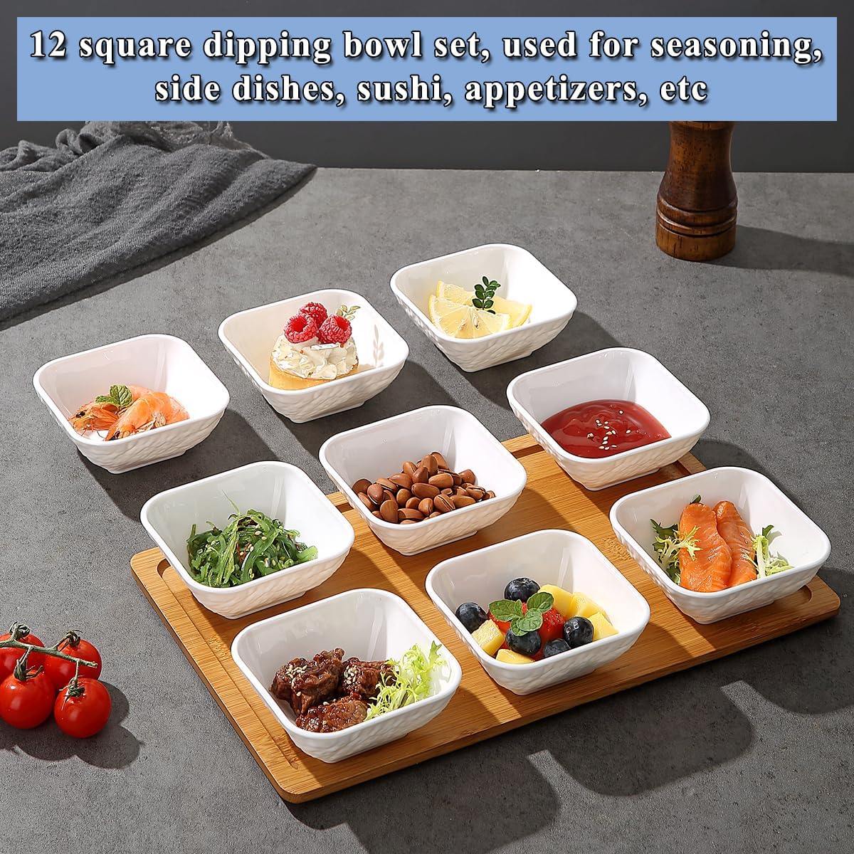 Set 12 Cuencos Plástico 6oz para Salsa Tomate Barbacoa