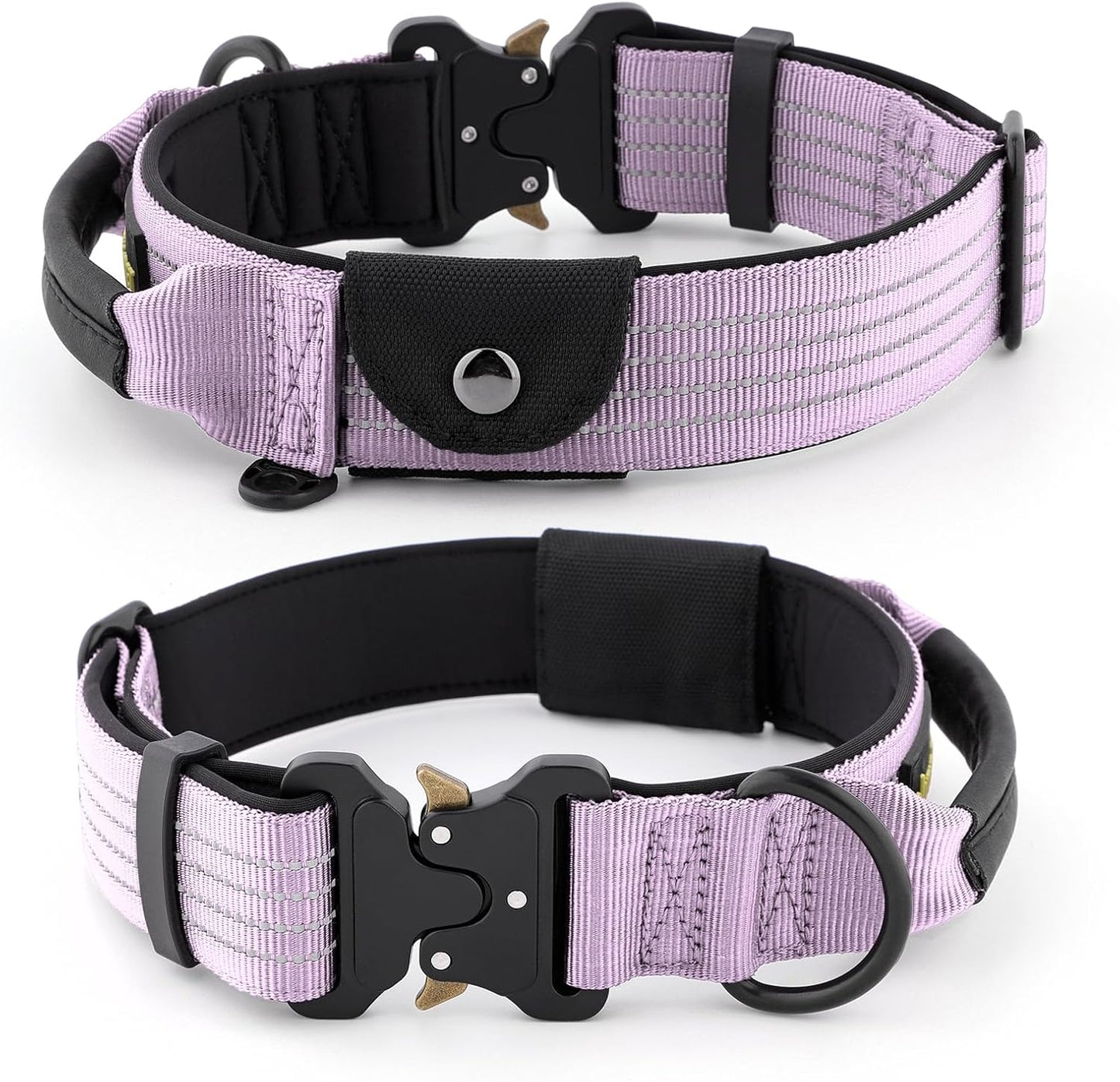 Collar táctico perro con bolsillo AirTag ajustable acolchado
