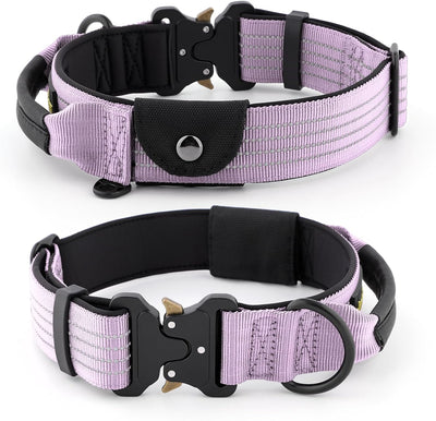 Collar táctico perro con bolsillo AirTag ajustable acolchado