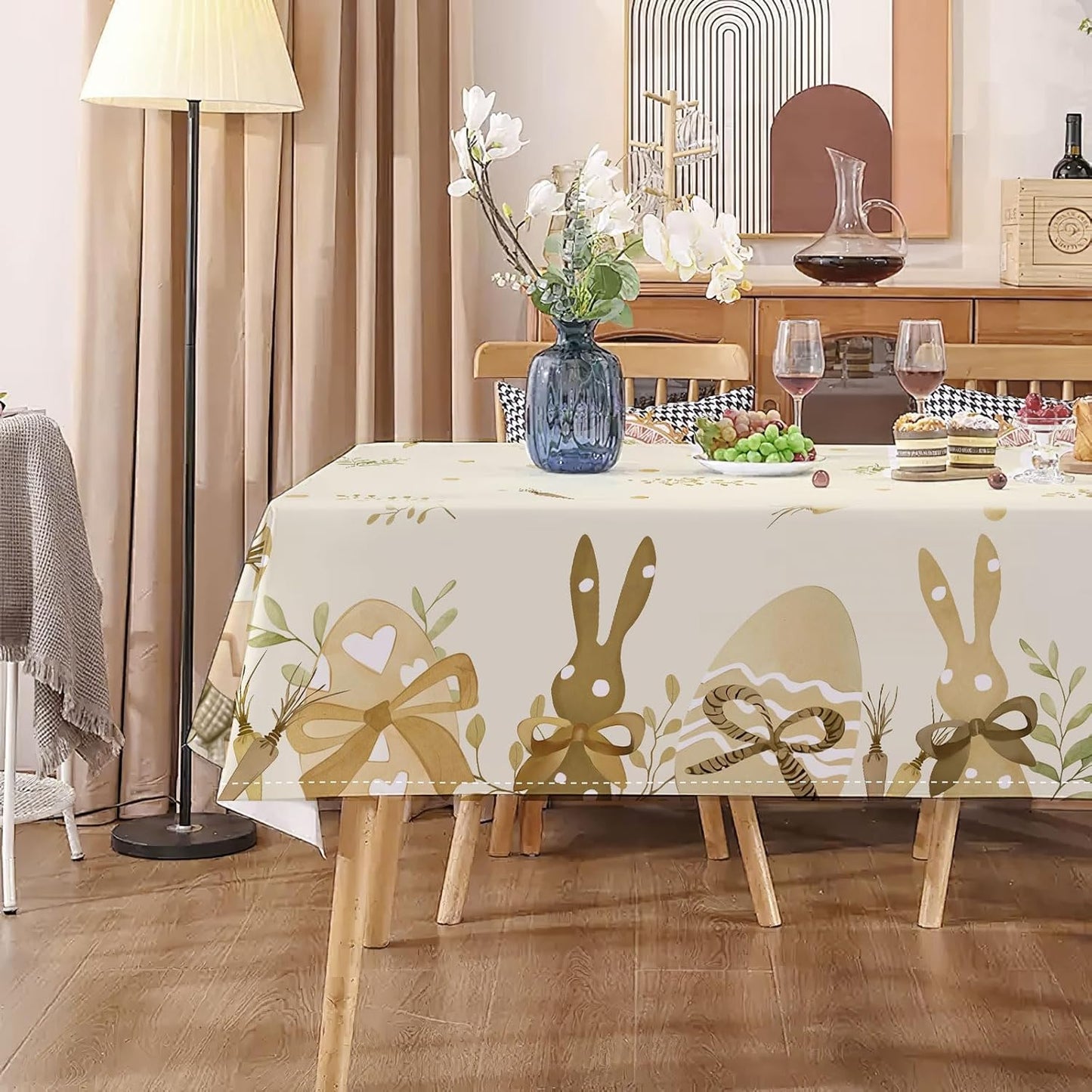 Mantel Pascua 60x84pulg diseño huevo marrón resistente