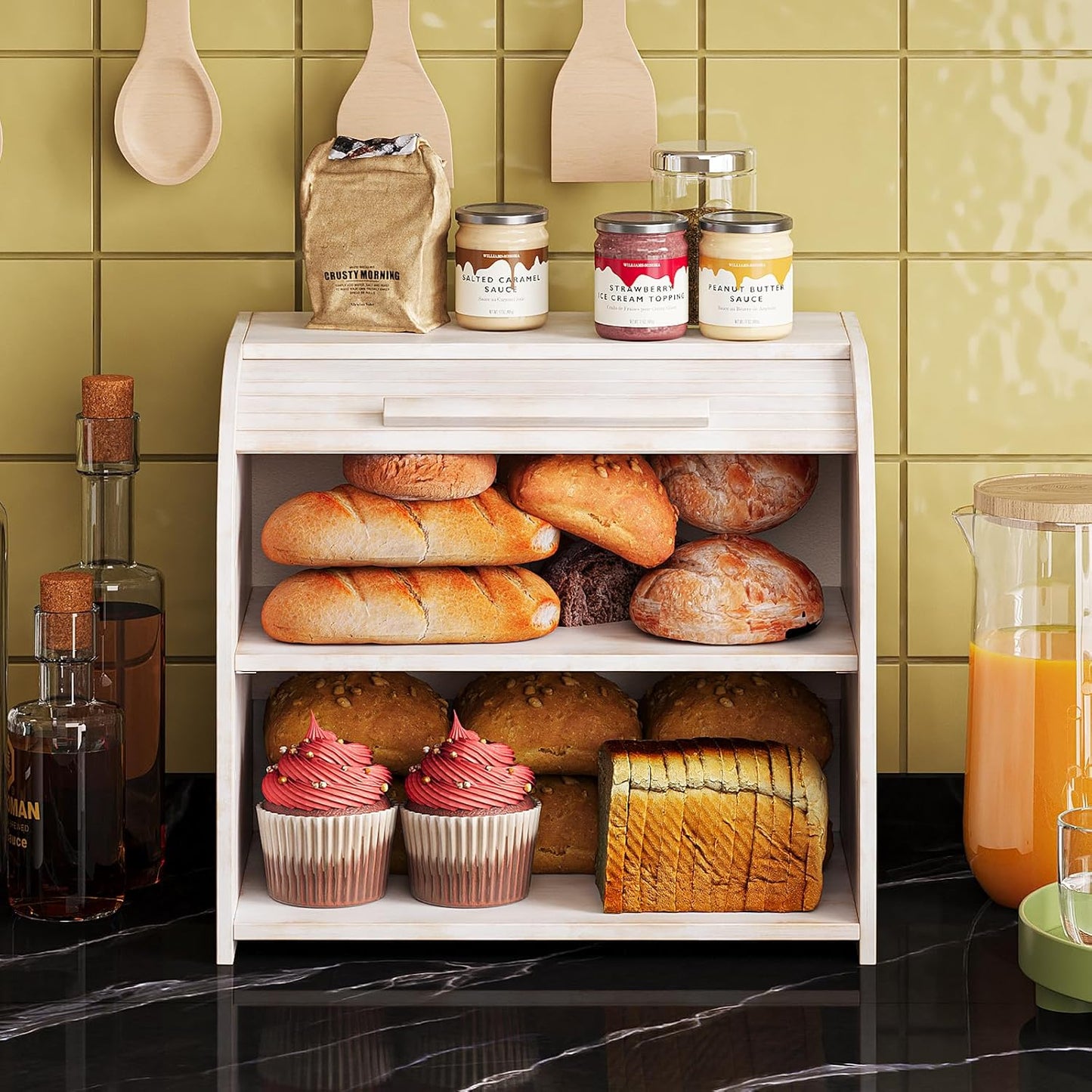 Organiz. pan de bambú 2 capas encimera cocina