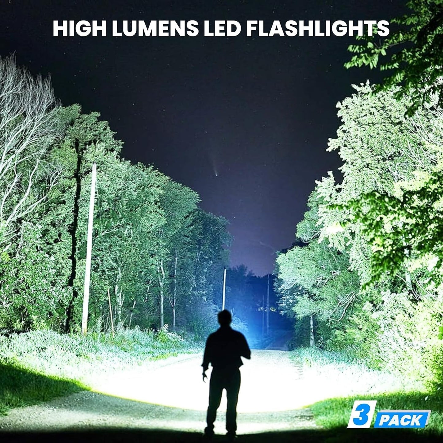 3 Linternas LED Recargables 5 Modos IPX7