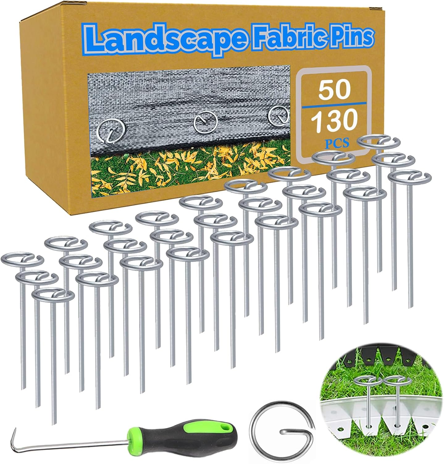 50 Grapas Paisaje 6pulg Galvanizadas con Gancho Circular