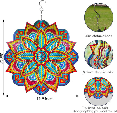 Molinillos viento mandala acero inox 12pulg para jardín
