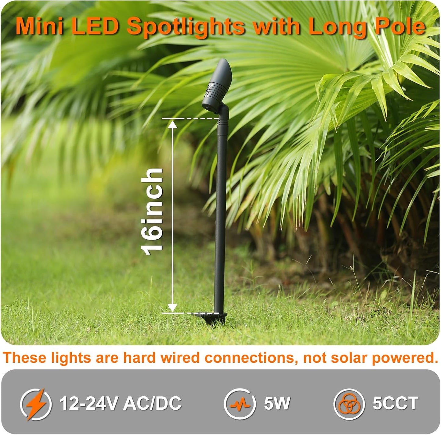 Mini focos LED 5W 12V para paisaje poste 16pulg