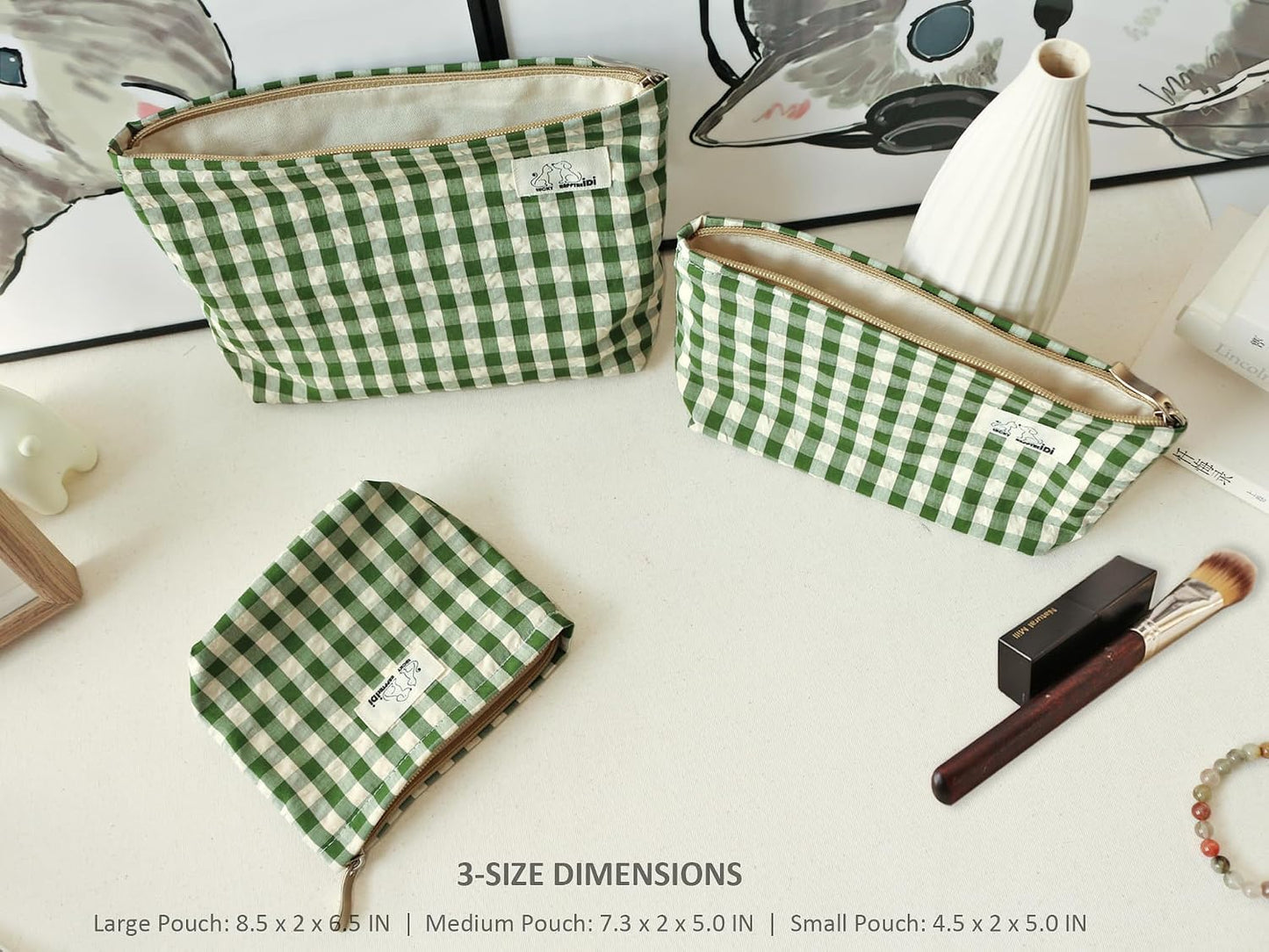 Set 3 Bolsas Maquillaje Organizador Cosméticos para Mujer y Niña