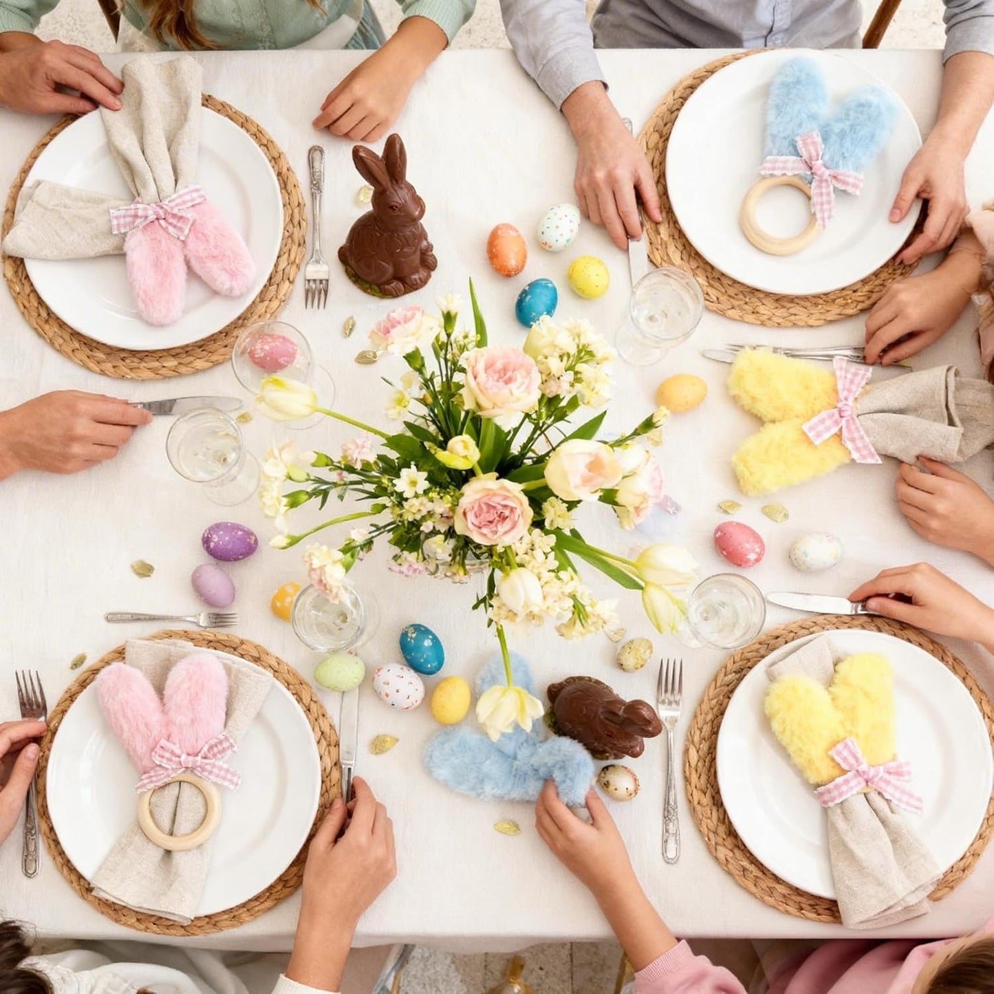 6 Pzas Servilleteros Madera Conejo Pascua Coloridos
