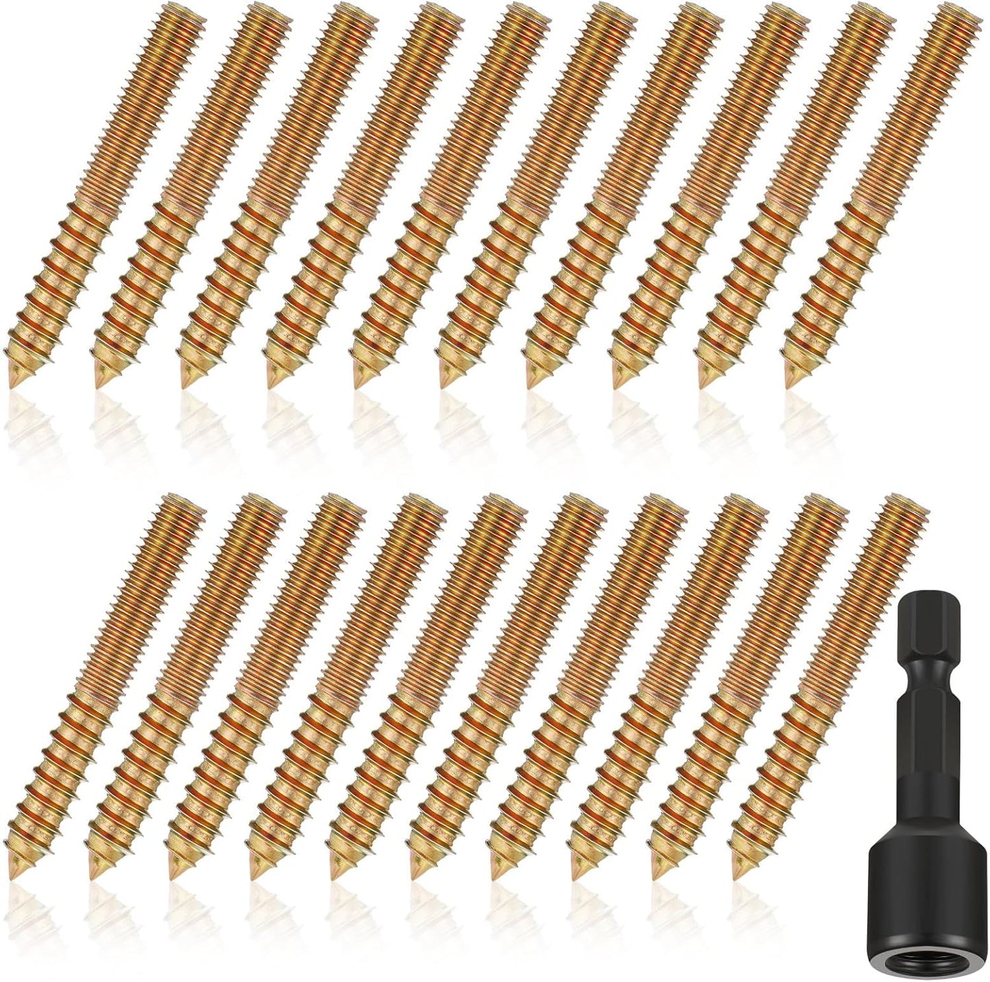 50 Pzas Tuercas de Madera para Muebles Doble Cabeza Oro