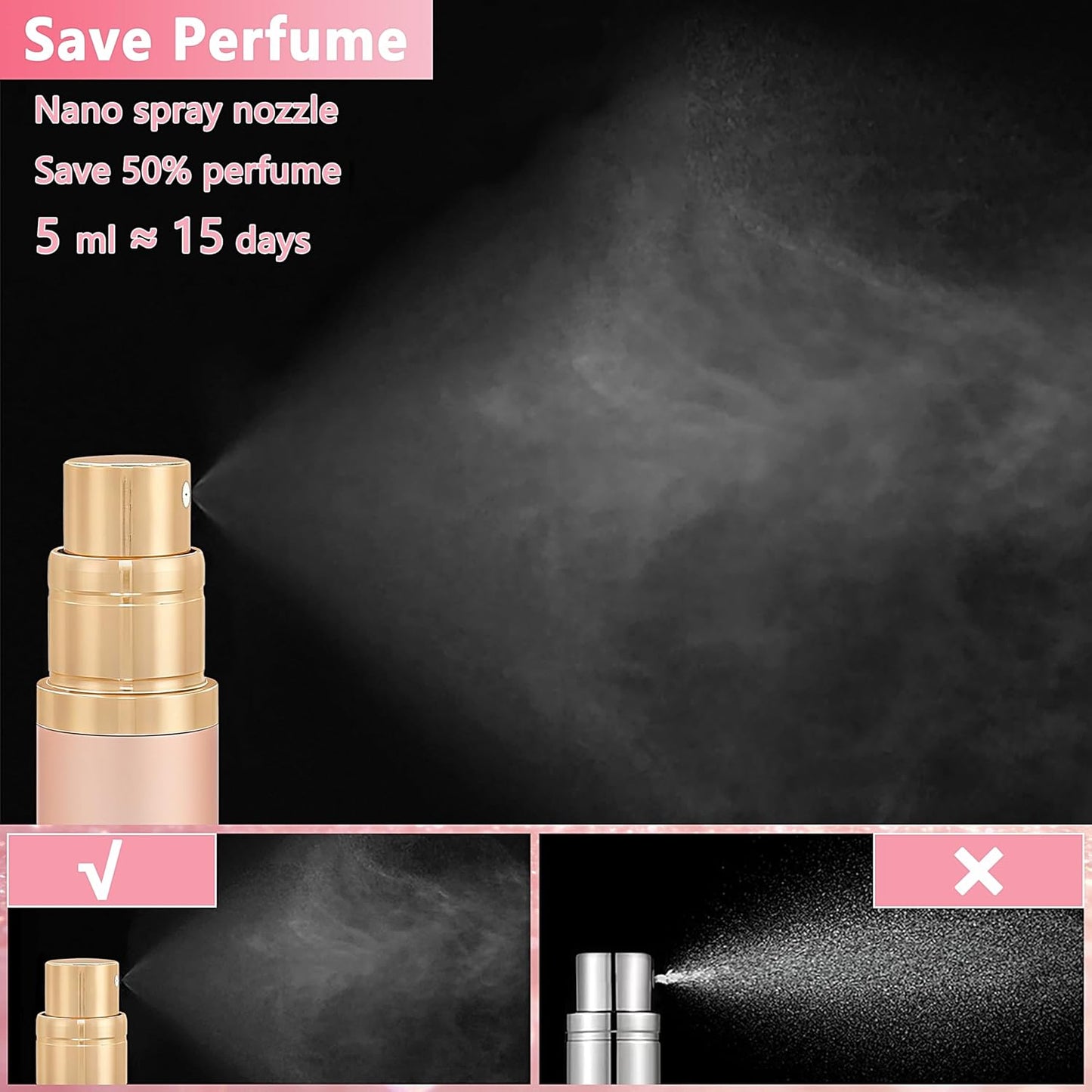 3 Pzas Botella Perfume 5ml Recargable Color Dorado