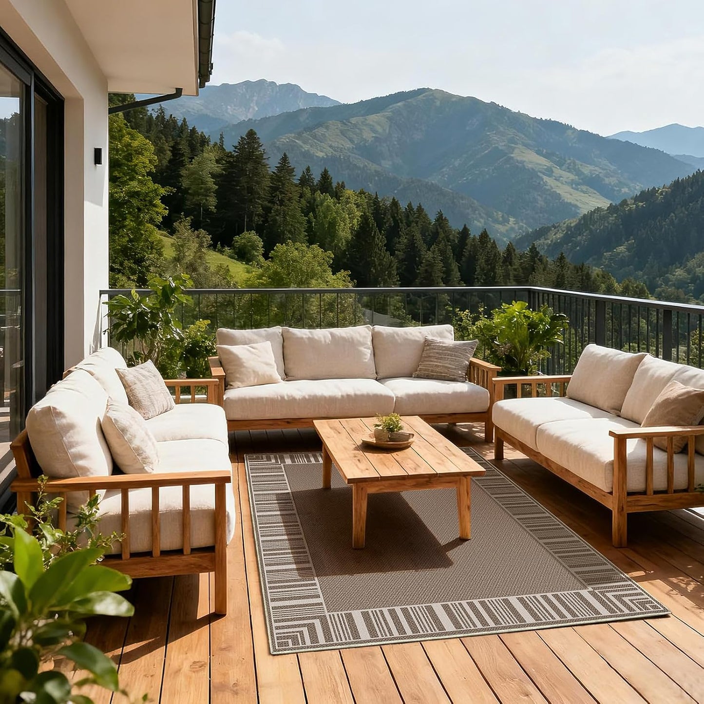 Alfombra patio lavable 8x10ft gris pardo