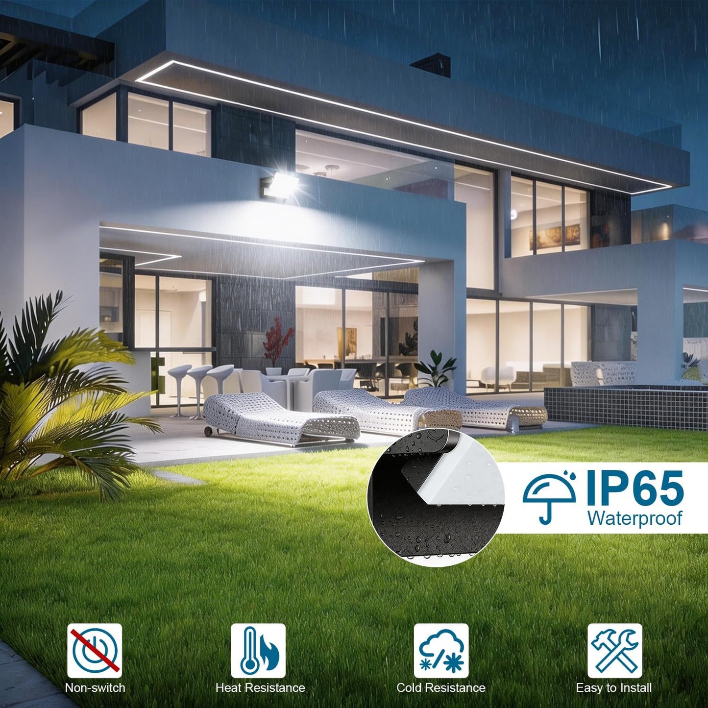 Luz exterior LED 60W 5000K IP65 para garaje bodega porche