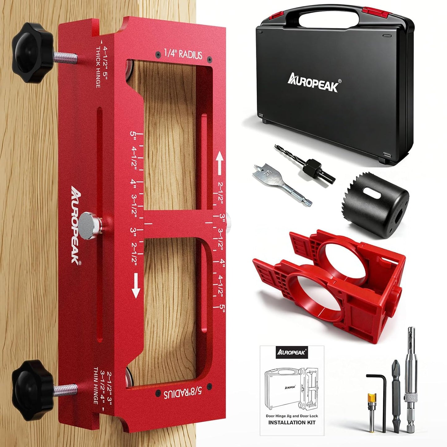 Kit plantilla bisagra puerta aluminio 2.5-5pulg