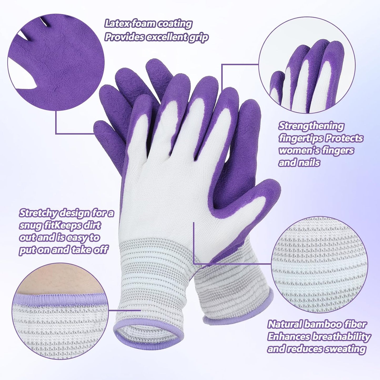 2 Pzas Guantes Jardinería con Revestimiento Goma Transpirable