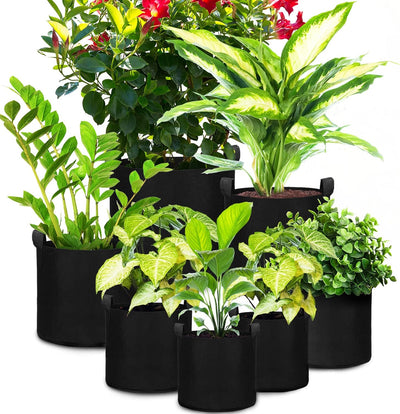 7 Pzas Bolsas Cultivo Plantas 10-3 Galones con Asas