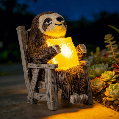 Estatua perezoso con luz solar decoración exterior regalo mamá