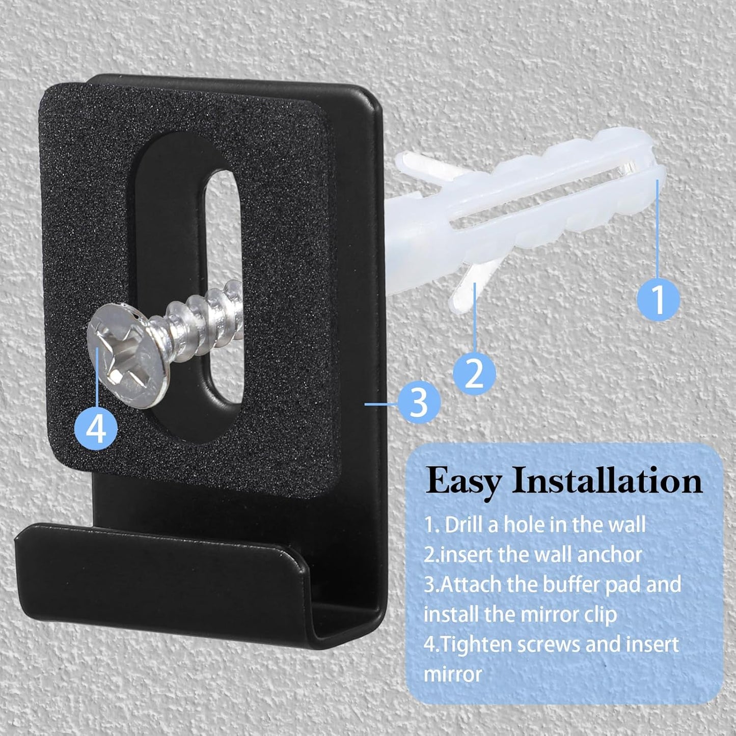 6 Clips Espejo Pared Acero Inox 1/2pulg