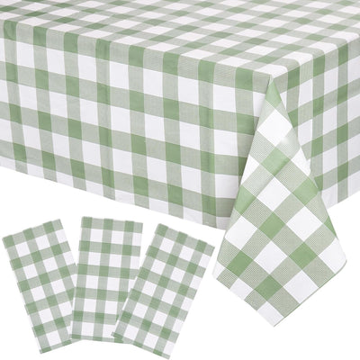 Mantel de cuadros verde salvia paquete de 3 impermeable para picnic