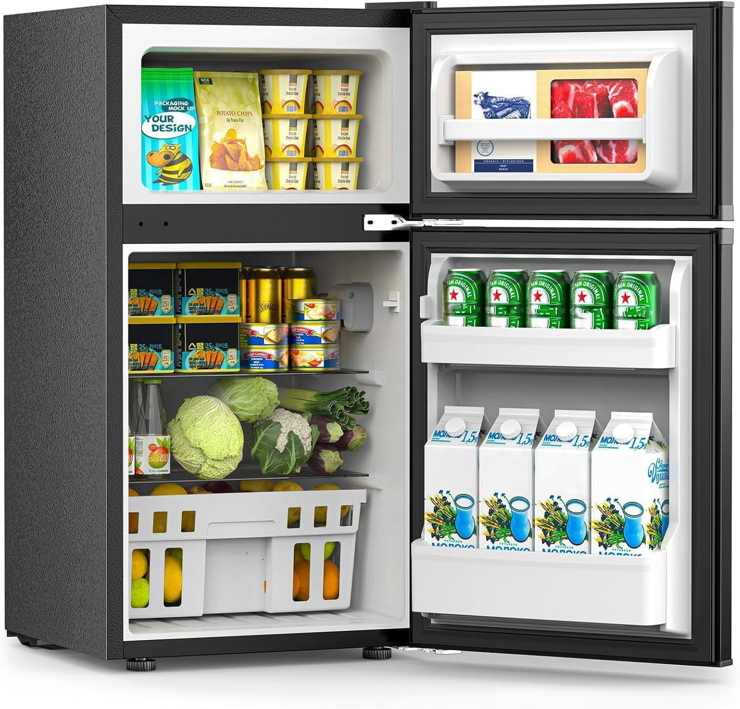 Refrigerador mini doble puerta 3.2pies cúbicos termostato