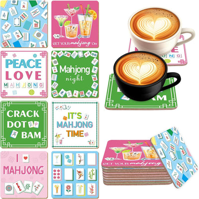 8 posavasos Mahjong multicolor para taza de cóctel y mesa de bebidas