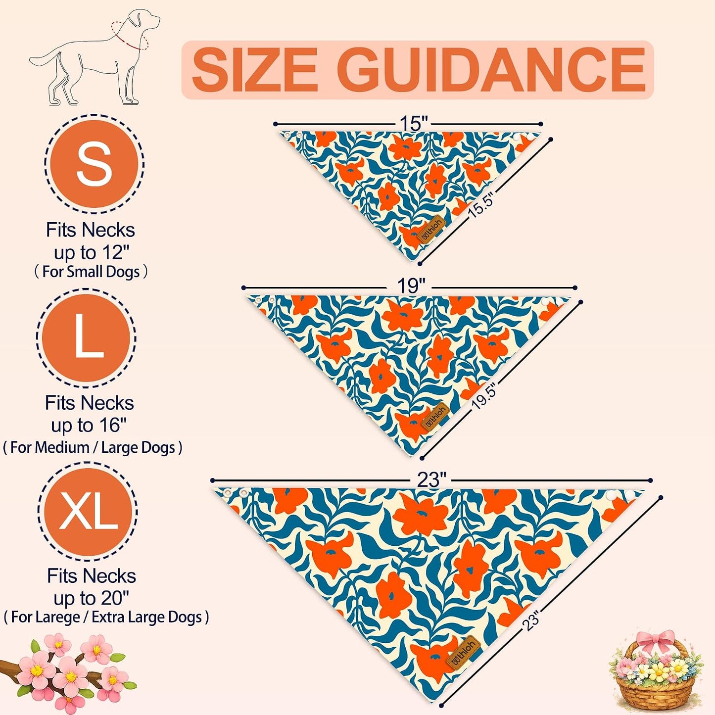 Bandanas florales ajustables perros 2 pzas