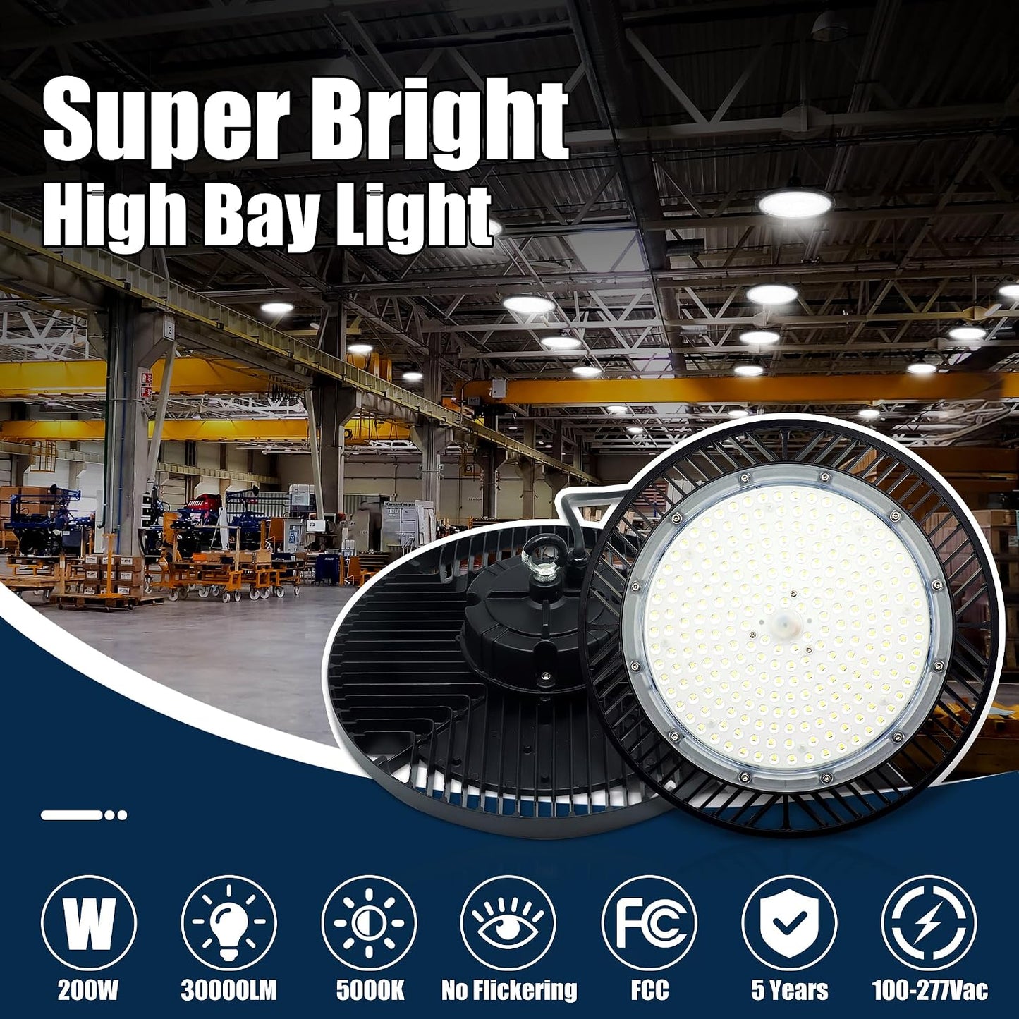 Luz LED UFO 200W 5000K 12 Pzas para garaje taller